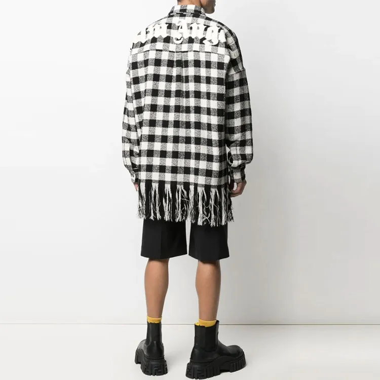 PALM ANGELS Fringed Check Shirt Jacket-2