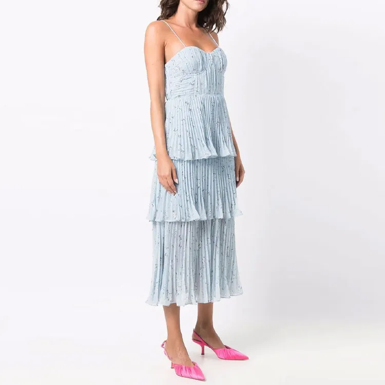 Self-portrait Sleeveless Dresses Women's Blue-3