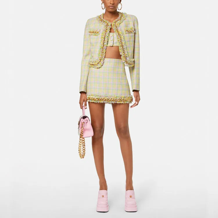 VERSACE SS22 Casual Short Skirts Women's Yellow-1
