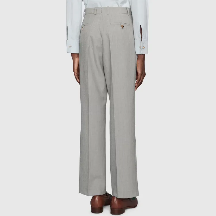 GUCCI High Rise Wool Trouser Pants Grey-4