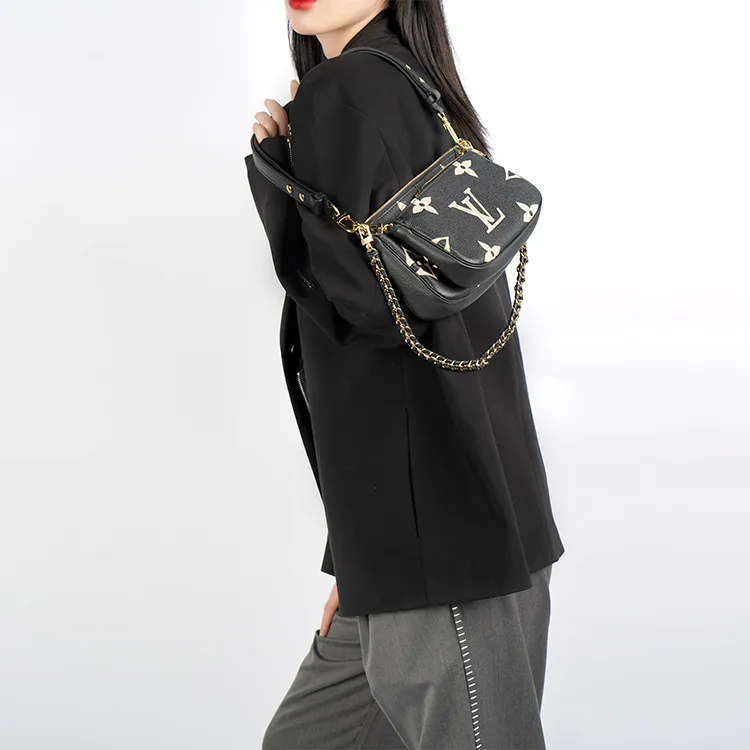 LOUIS VUITTON Multi Pochette Monogram Empreinte Bi color Black-9