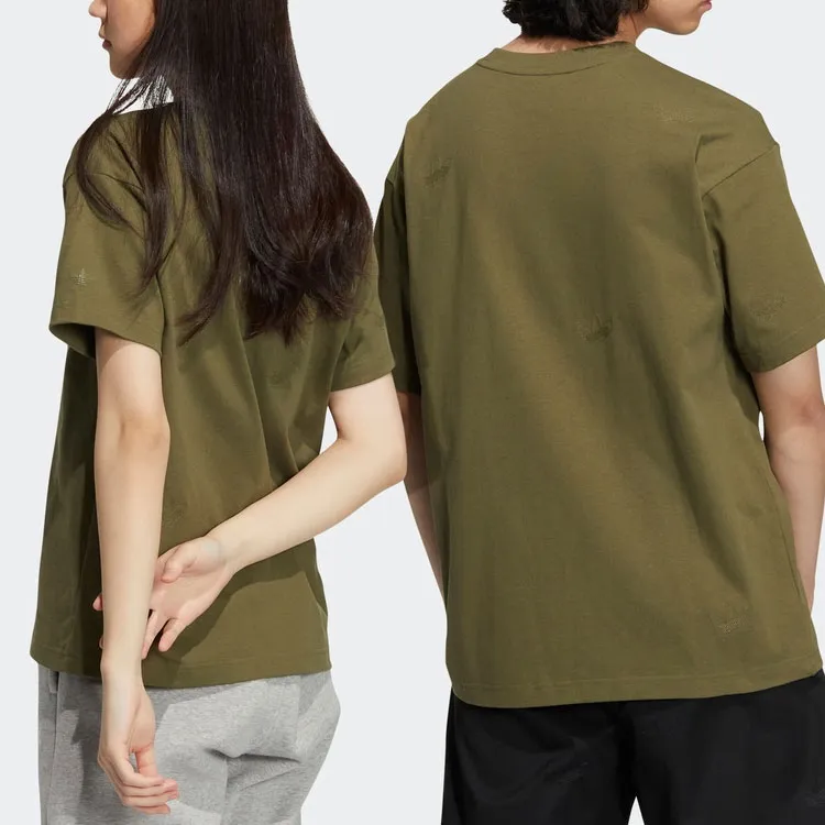 Adidas Originals Drop Shoulder Sleeve T Shirt Unisex Dark Olive Green-2