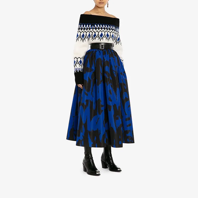 Alexander McQueen Patterned Off shoulder Jumper-2
