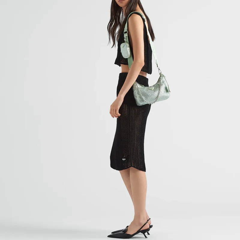 PRADA Re Edition 2005 Satin Bag Aqua-4