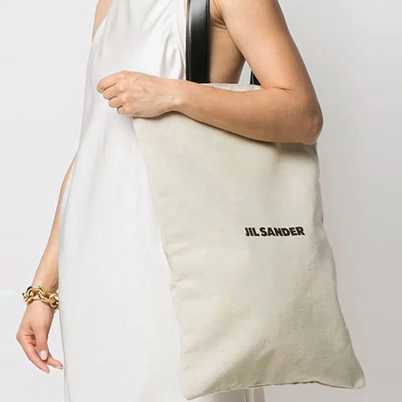 JIL SANDER Canvas Shoulder Bag, Handbag Regular Women's Beige-4