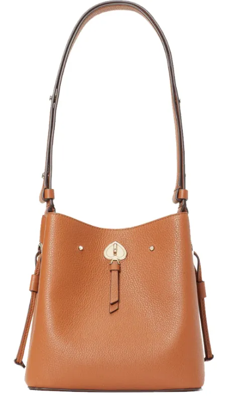 Kate Spade Marti Pebbled Calfskin Bucket Bag Handbag Shoulder Bag Women's Brown-1