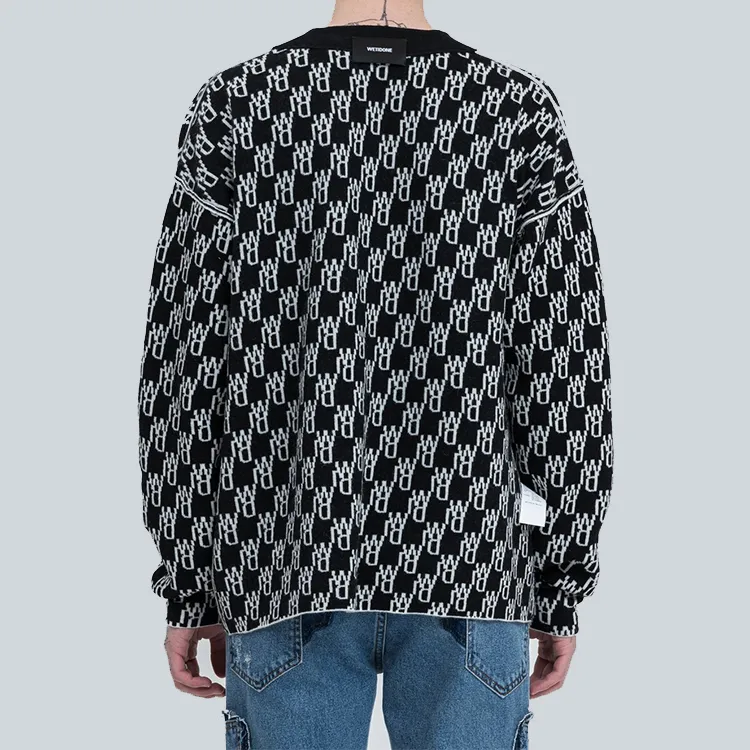 WE11DONE Logo-knit Button-up Cardigan-5