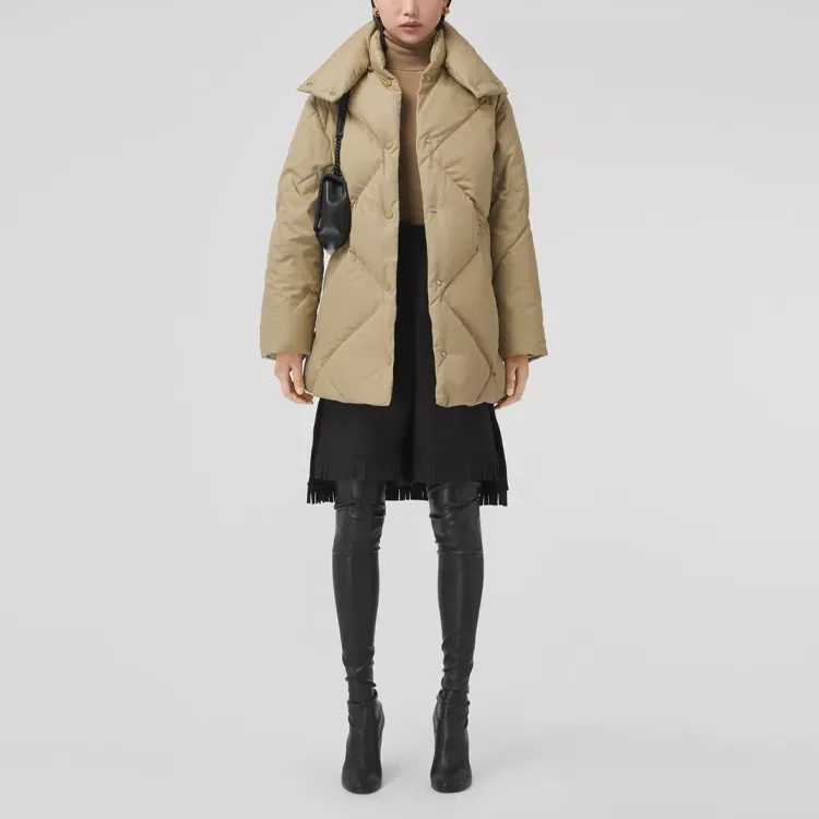 Burberry Diamond Quilted Cotton Gabardine Coat Honey-1