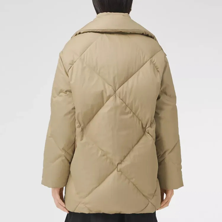 Burberry Diamond Quilted Cotton Gabardine Coat Honey-3