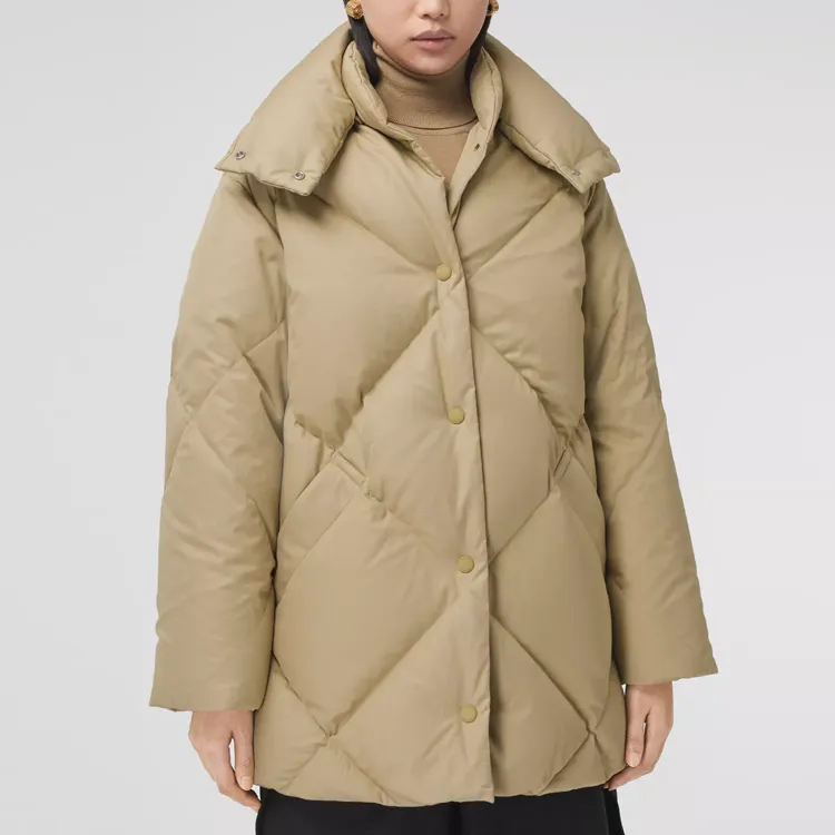 Burberry Diamond Quilted Cotton Gabardine Coat Honey-2
