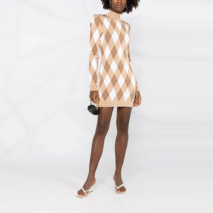 BALMAIN Long-Sleeved Dresses Women's Brown-1