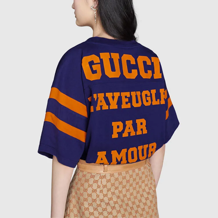 GUCCI 1921 L'Aveugle Par Amour T shirt Blue-6