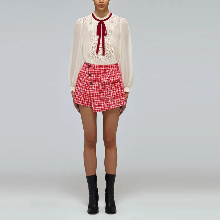 Self portrait Casual Short Skirts Women's Pink-2