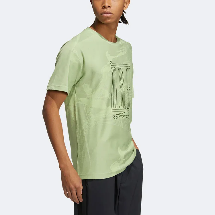 Adidas Wuji Series Drop Shoulder Sleeve T Shirt Men's Lime Green-3