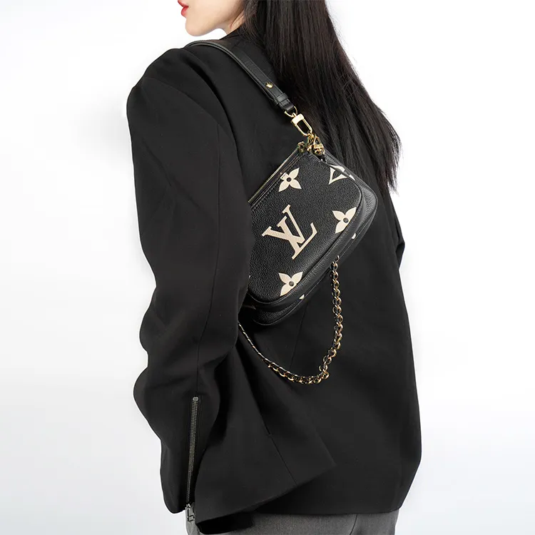 LOUIS VUITTON Multi Pochette Monogram Empreinte Bi color Black-10