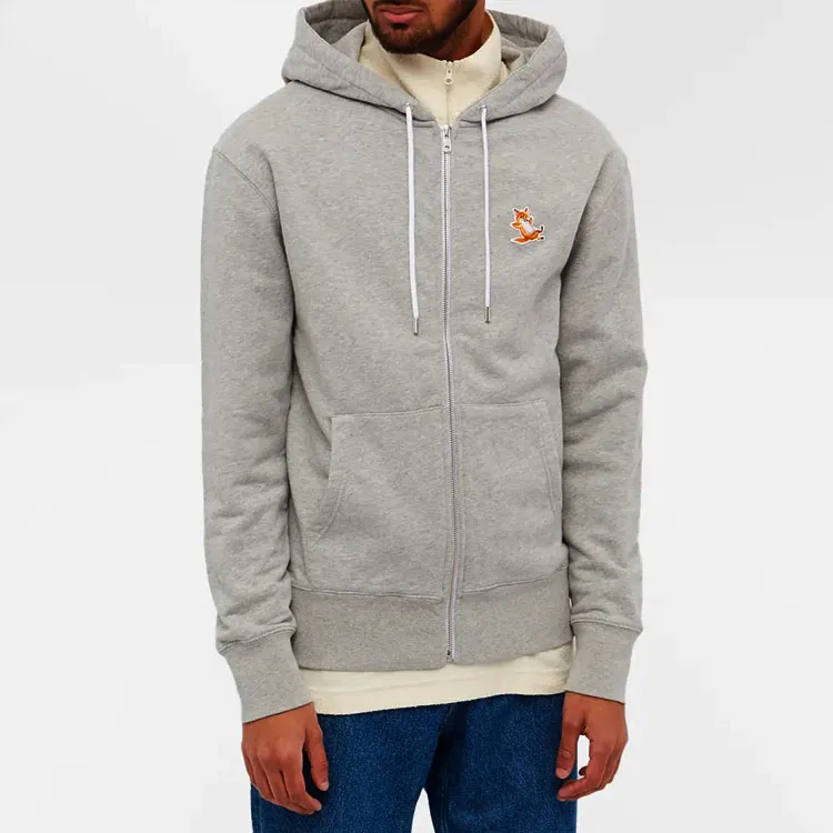 Maison Kitsune Logo patch Zip up Hoodie-3