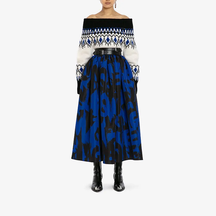 Alexander McQueen Patterned Off shoulder Jumper-1