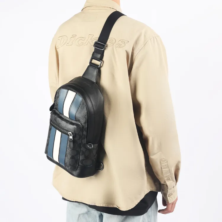Coach ARGE POUCH IN SIGNATURE CANVAS WITH VARSITY STRIPE-10