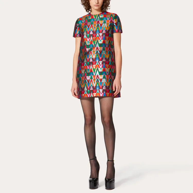 Valentino Short Sleeved Dresses Women's Multicolor-2