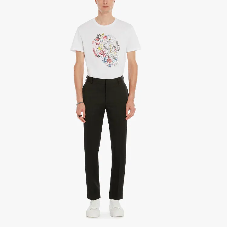 Alexander McQueen Skeleton Print Short Sleeved T Shirt Men's White-1