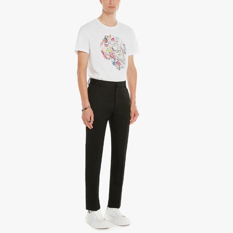 Alexander McQueen Skeleton Print Short Sleeved T Shirt Men's White-4