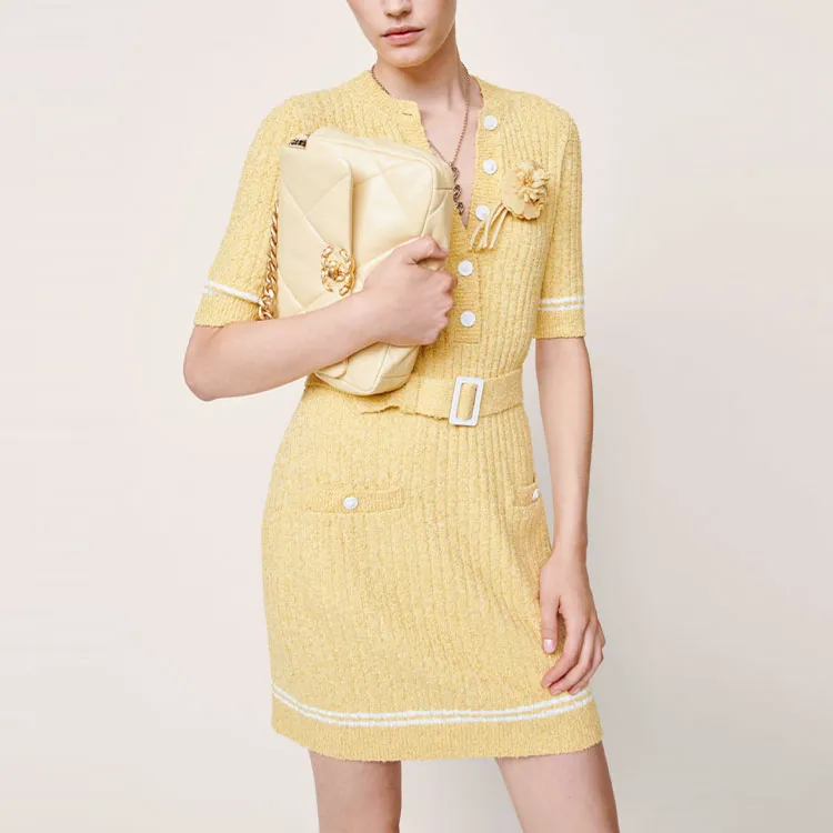 CHANEL SS22 Short-Sleeved Dresses Women's Yellow-2