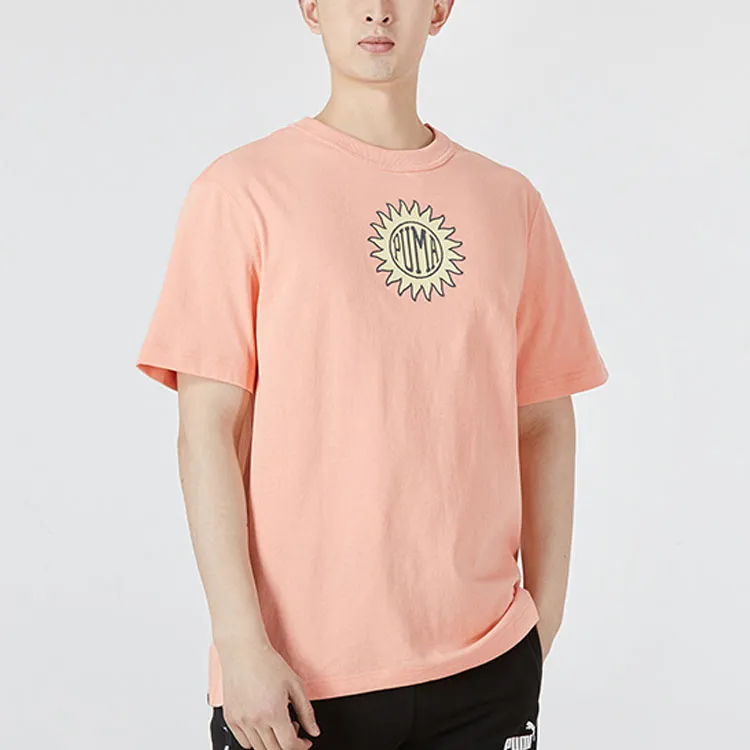 PUMA T Shirts Men Peach Pink-2