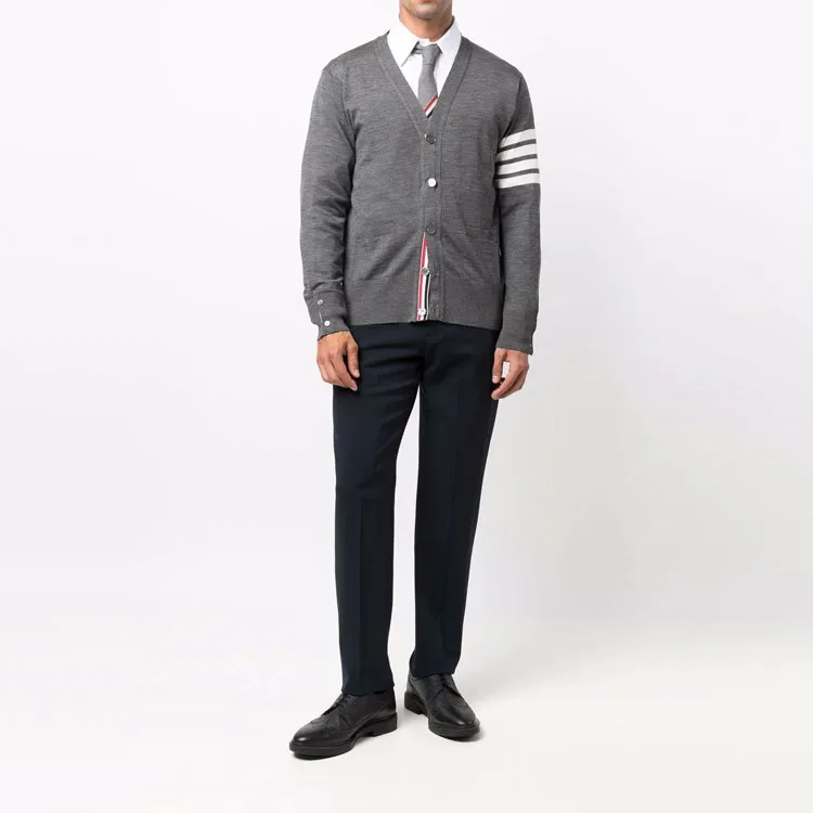 THOM BROWNE 4 Bar V Neck Knitted Cardigan-1