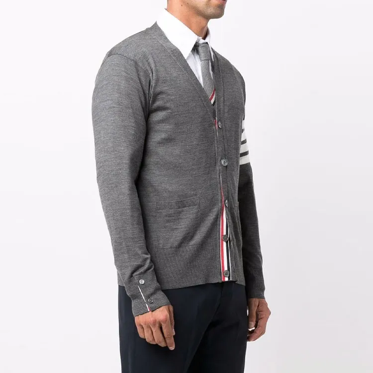 THOM BROWNE 4 Bar V Neck Knitted Cardigan-3