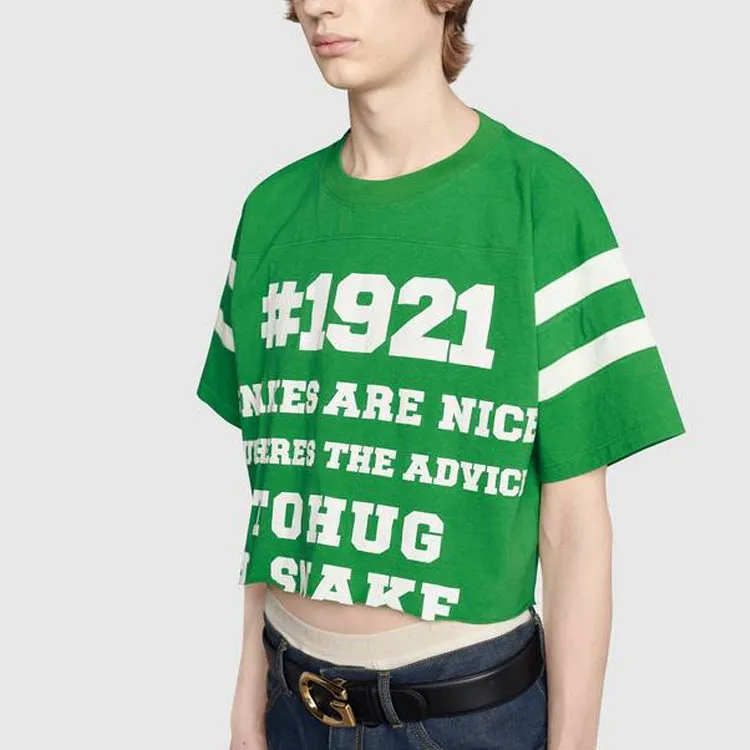 GUCCI SS21 1921 Series Alphabet Numeric Printing Short Sleeve T-Shirt Green-6