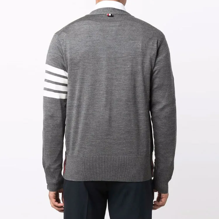THOM BROWNE 4 Bar V Neck Knitted Cardigan-2