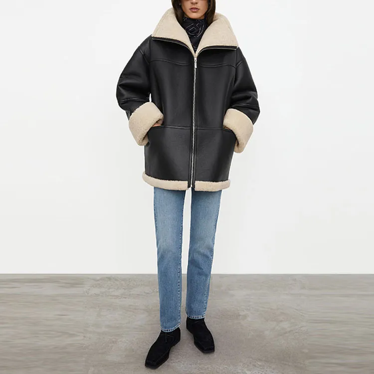 TOTEME Signature Zip Up Leather Jacket-2