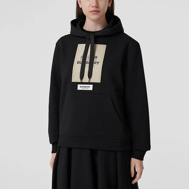 Burberry Women's Frontal Logo Organic Cotton Sweatshirt Black-3