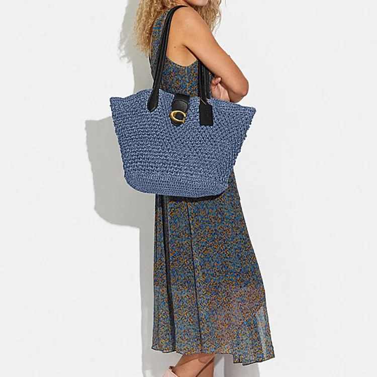 COACH Cammie Cellulose Material Tote Bag Shopping Bag Handbag Shoulder Bags Women's Blue-3