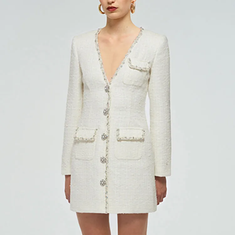 Self portrait Long Sleeved Dresses Women's White-3