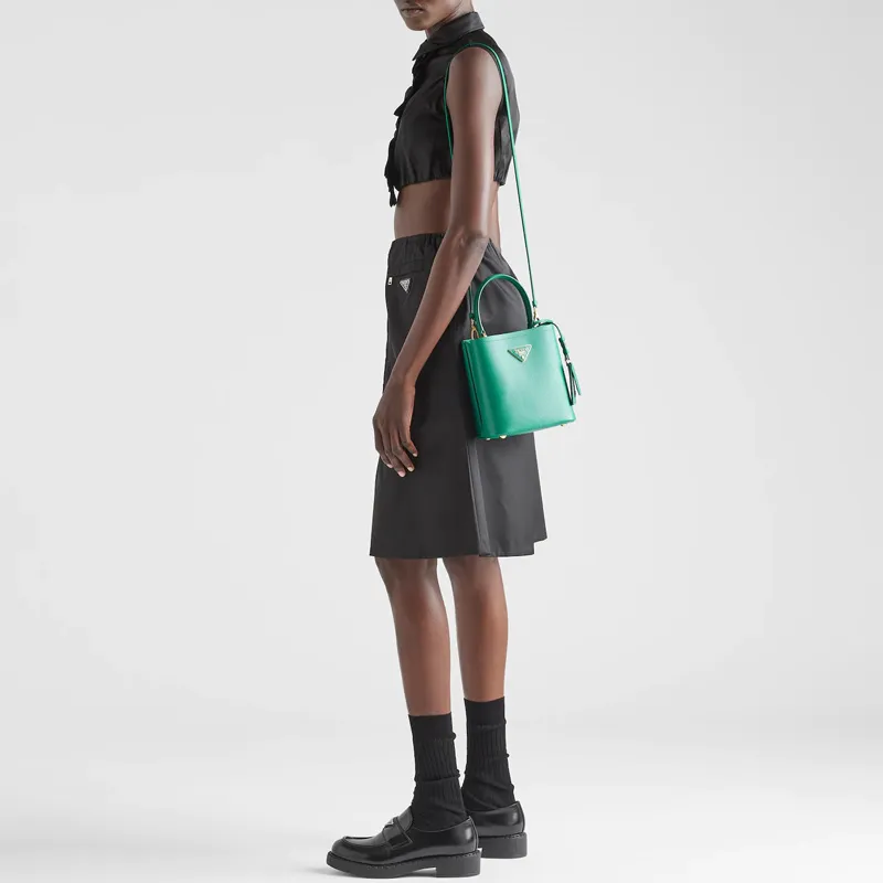 PRADA Saffiano Leather Shoulder Bag, Crossbody Bag, Handbag Women's Mango-3