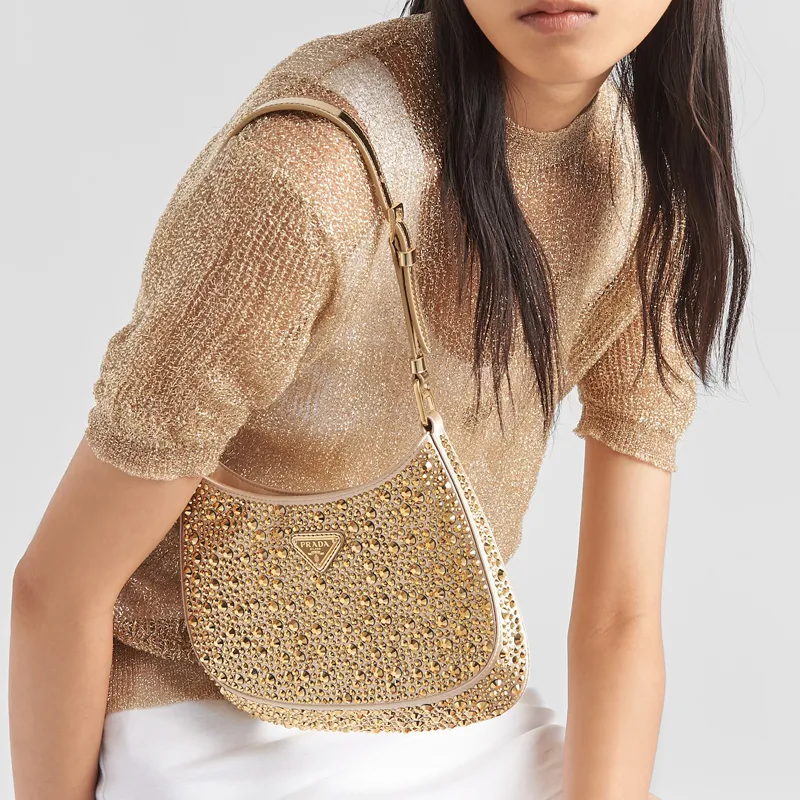 PRADA Cleo Fabric Shoulder Bag Handbag Shoulder Bag Women's Gold-7