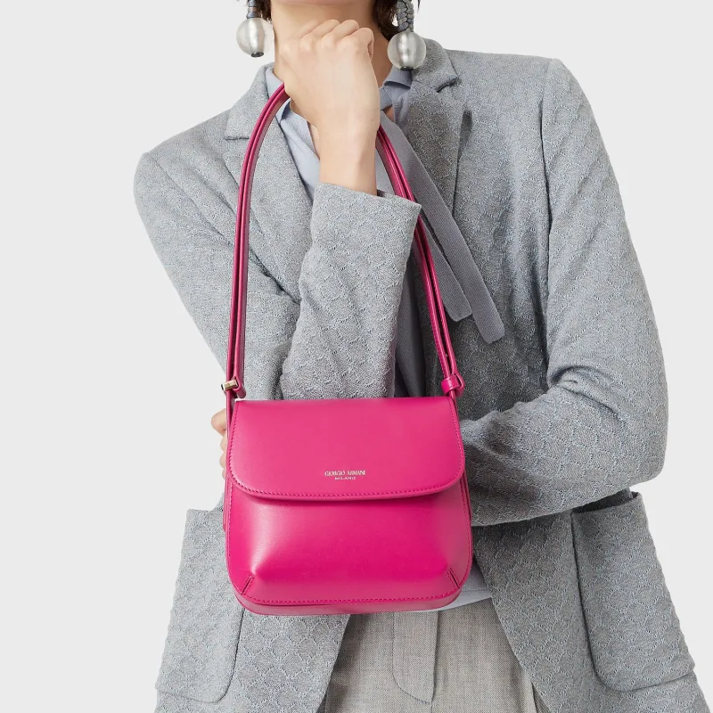 AMANI Pebbled Print Patent Leather Calfskin Handbag Shoulder Bag Women's Pink-5