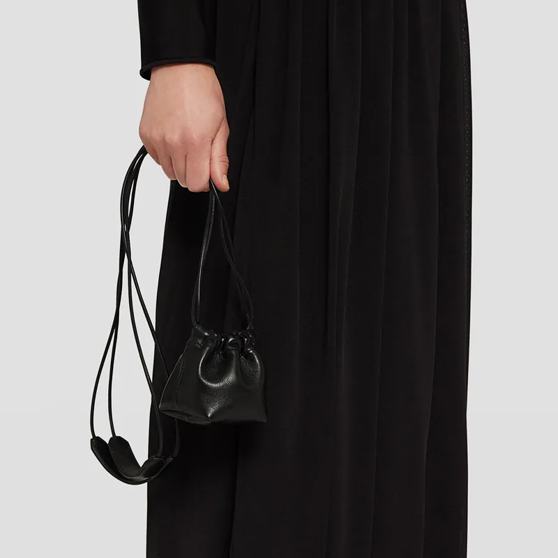 JIL SANDER Lambskin Shoulder Bag, Crossbody Bag Mini Women's Black-4