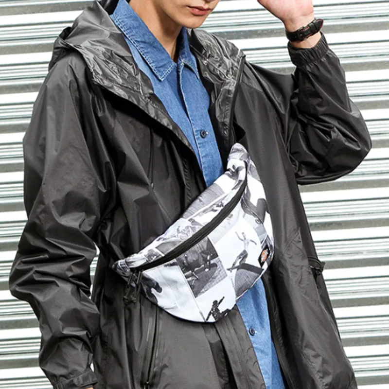 Dickies Polyurethane Fanny Pack Sling Bag Dumpling Bag Crossbody Bag Regular Unisex Black White Mixed Color-7