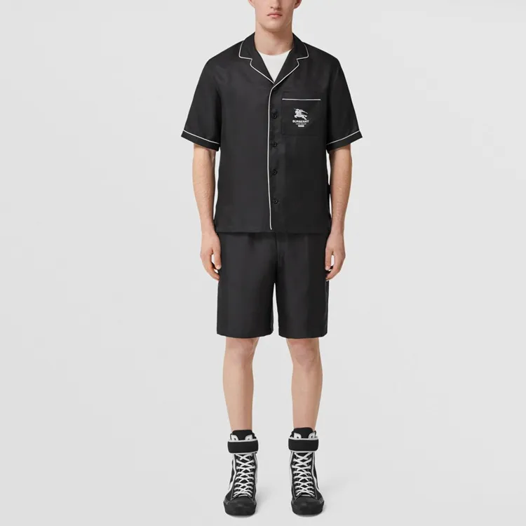 Supreme X Burberry Icon Stripe Silk Twill Shorts Burberry Exclusive 'Black'-1