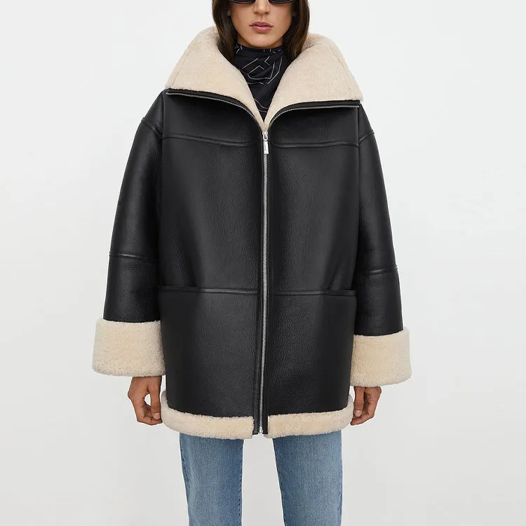 TOTEME Signature Zip Up Leather Jacket-3