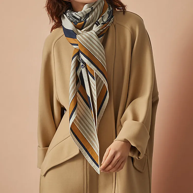HERMES Book Collection Seal Silk Scarves Women's Beige-1