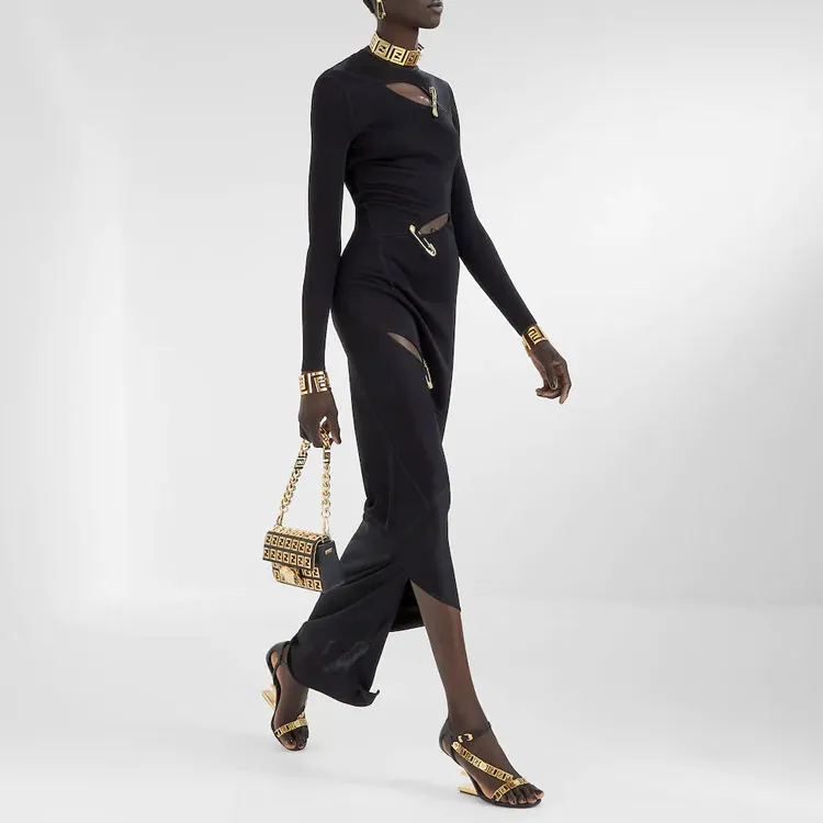 Versace X FENDI X VERSACE Long-Sleeved Dresses Women's Black-2
