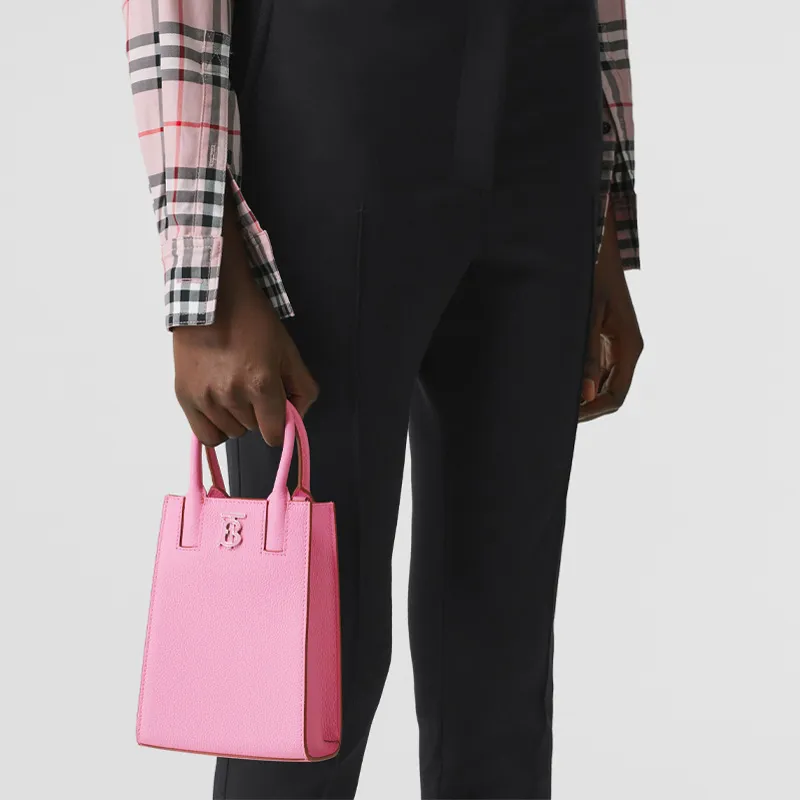 Burberry Micro Grainy Leather Frances Tote Bag Primrose Pink-5