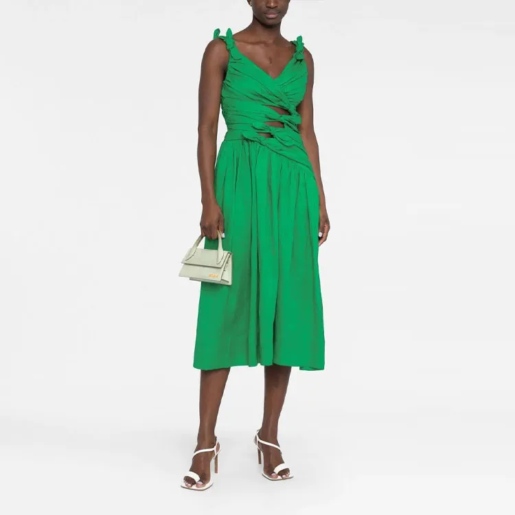 Zimmermann Tiggy Bow-detail Pleated Midi Dress-1
