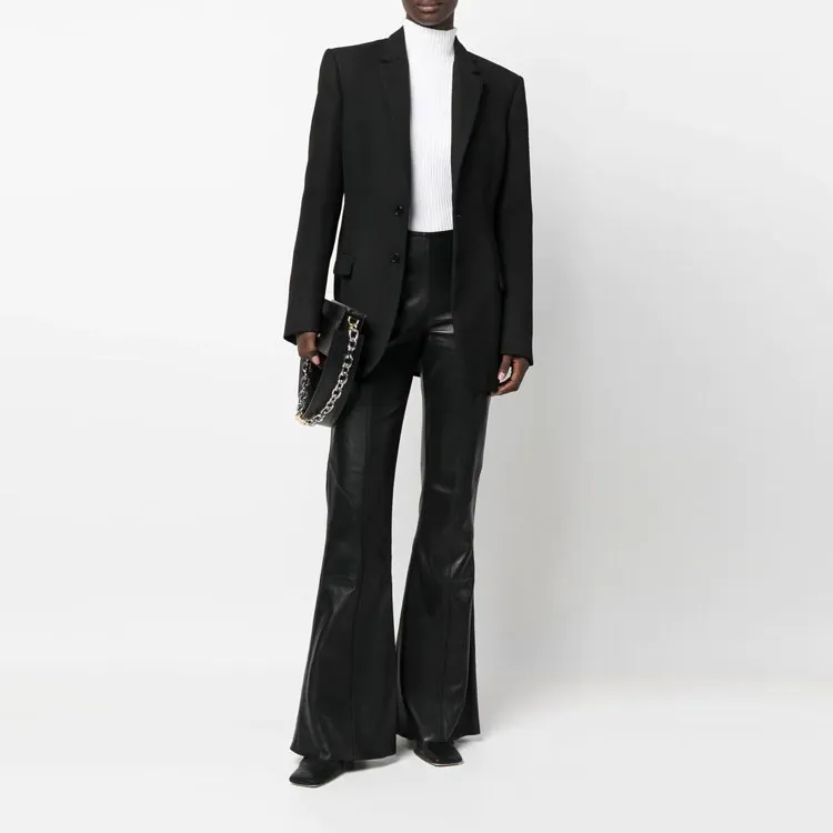ALBERTA FERRETTI Flared leg Leather Trousers-1