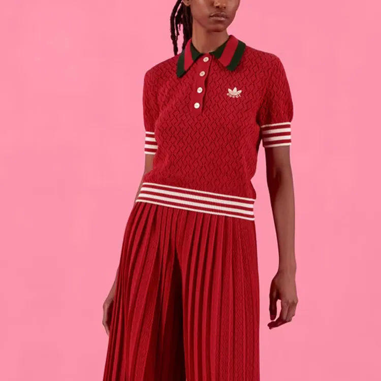 Adidas X GUCCI Cotton Polo 'Red'-3