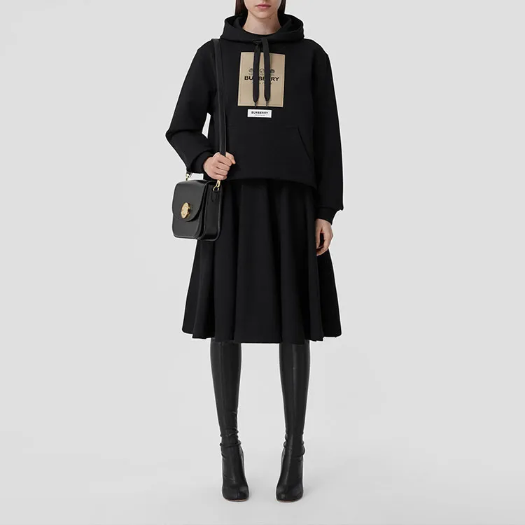 Burberry Women's Frontal Logo Organic Cotton Sweatshirt Black-1