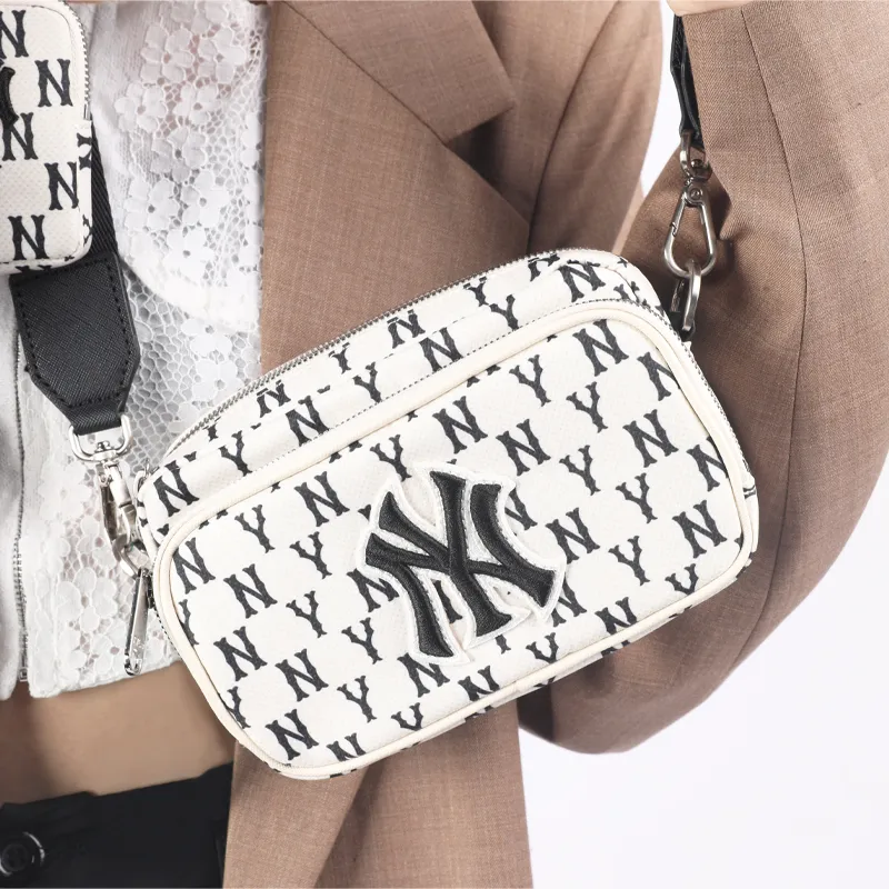 MLB Monogram Collection Polyester Combo Bag Shoulder Bag Crossbody Bag Mini Unisex Black White-6
